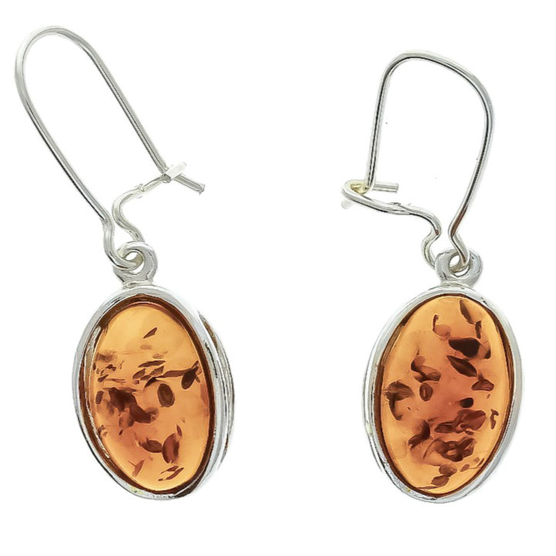 Ohrringe : Honigfarbener Naturbernstein in Sterling Silber 925