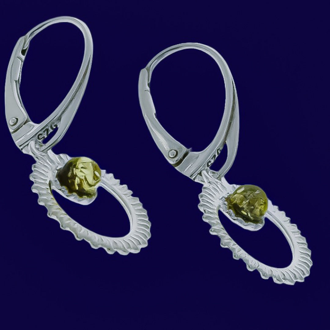 Runde Ohrringe aus Sterling Silber 925 mit nordischem Naturbernstein