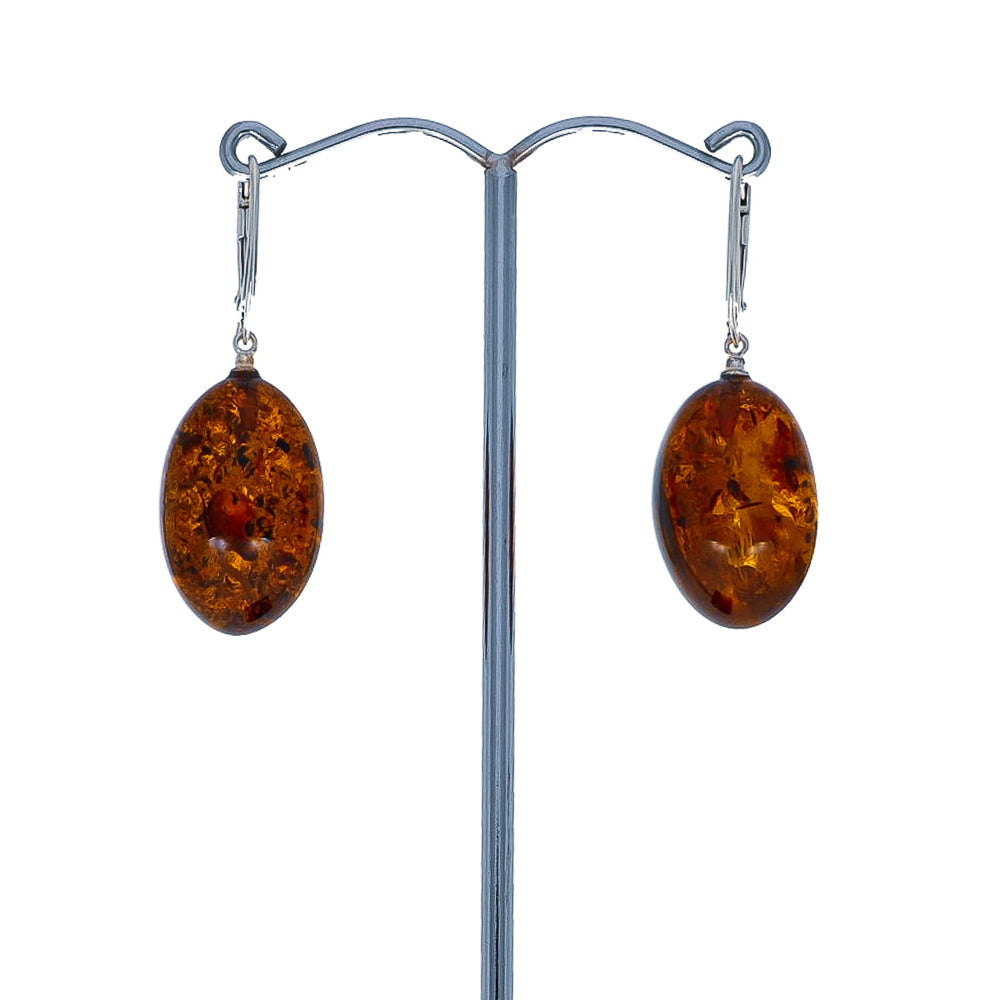 Ohrringe aus klassisch eleganten Bernstein perlen - an Sterling Silber