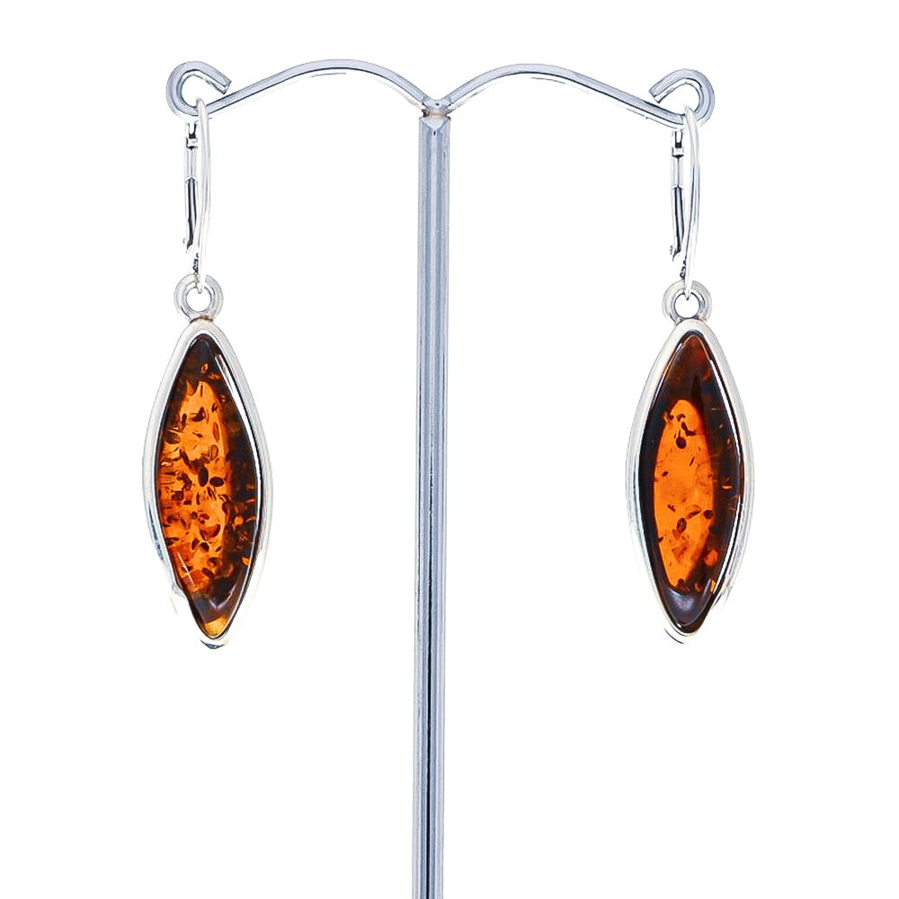 Baroque amber earrings set in sterling silver