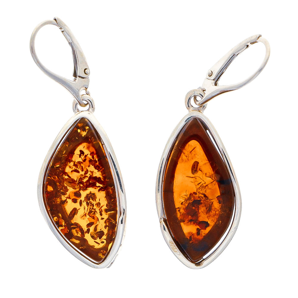 Baroque amber earrings made from 100% organic amber set in sterling silver