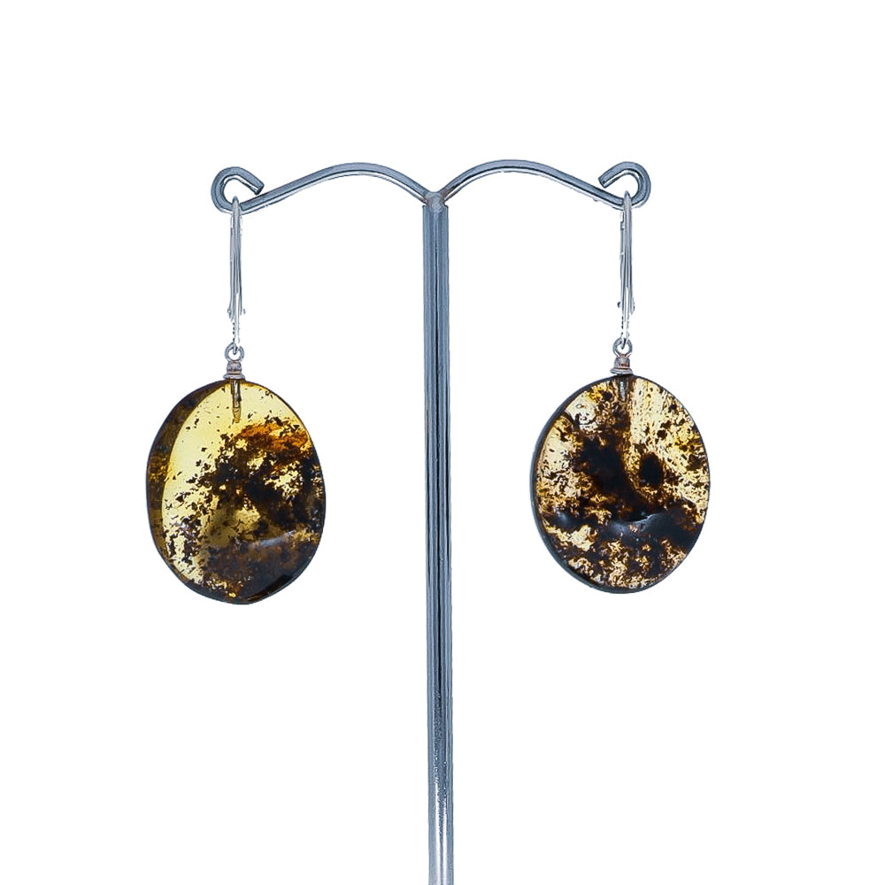 Amber earrings in sterling silver