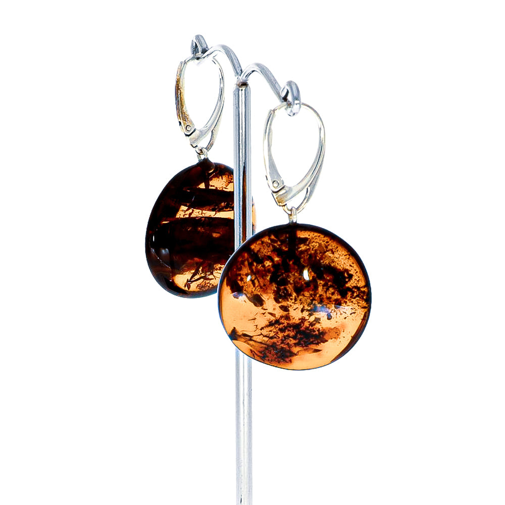 Bernsteinohrringe in halbtransparenten Scheiben - and Sterling - Silber