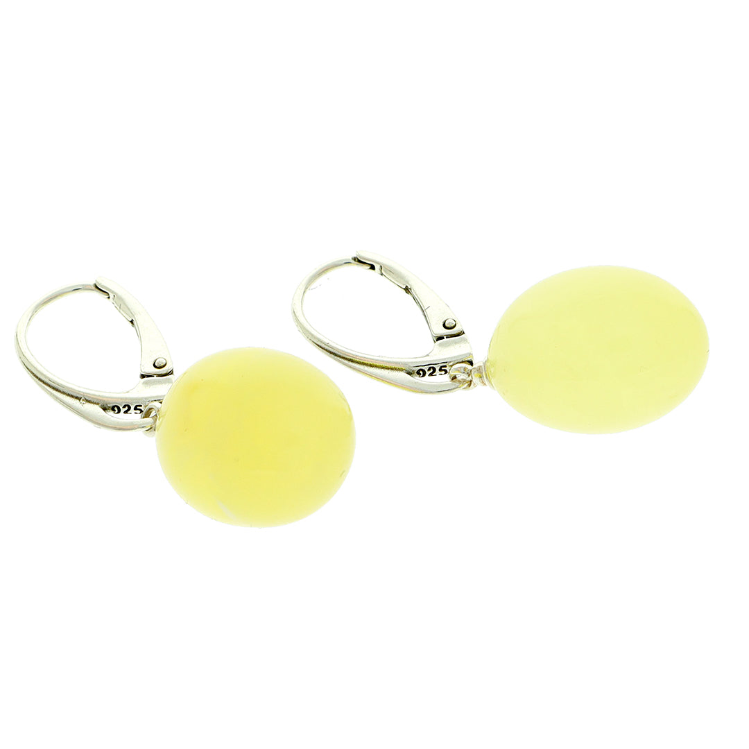 Lemon yellow amber beads and sterling silver earrings