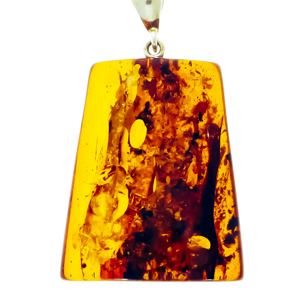 Langt ligebenet trapez vedhæng lavet af ægte naturligt rav