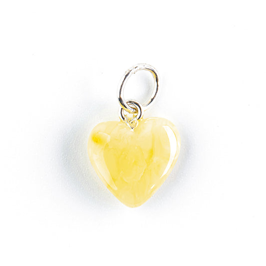 Necklace pendant - heart made of polished amber