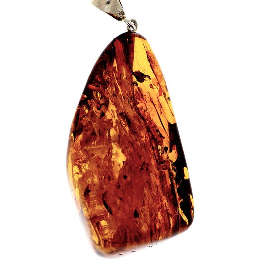 Chunky and stylish pendant made from highly polished amber nugget