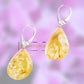 Golden yellow Nordic amber drop earrings on sterling silver