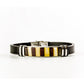 Leather bracelet with Nordic amber mosaic in ivory and dark cherry