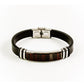 Black leather strap with dark cherry Nordic amber mosaic