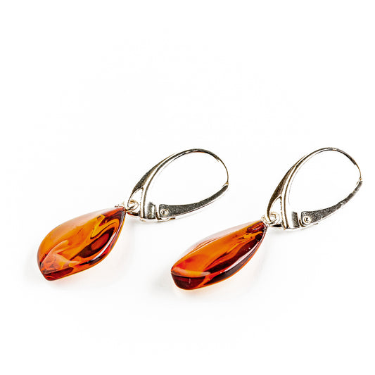 Natural amber drop earrings