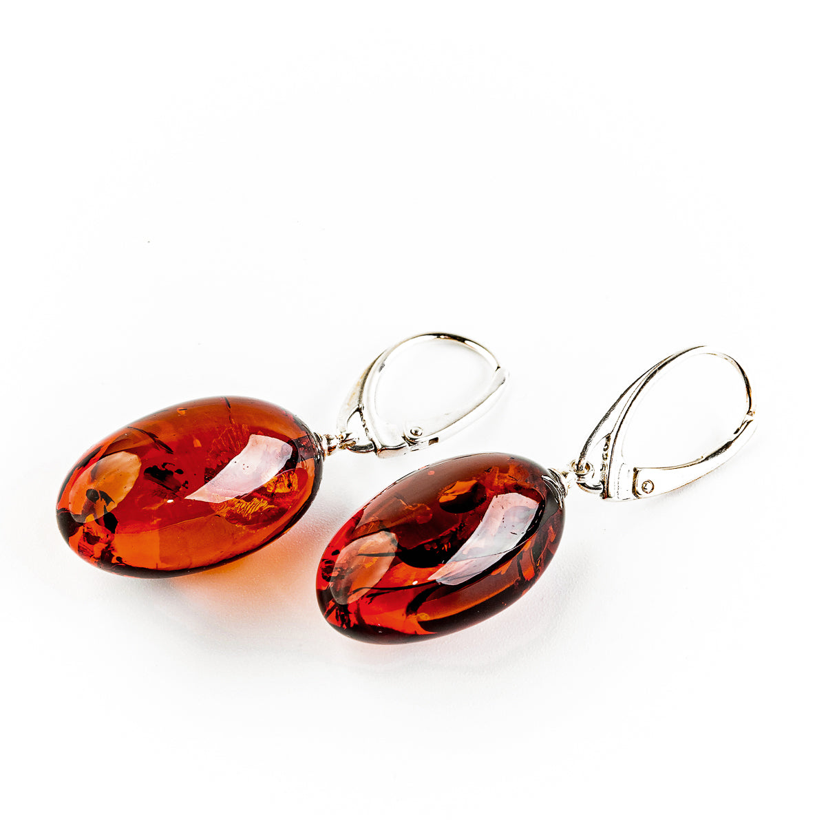 Nordic Amber Earrings - Oval and Honey Golden