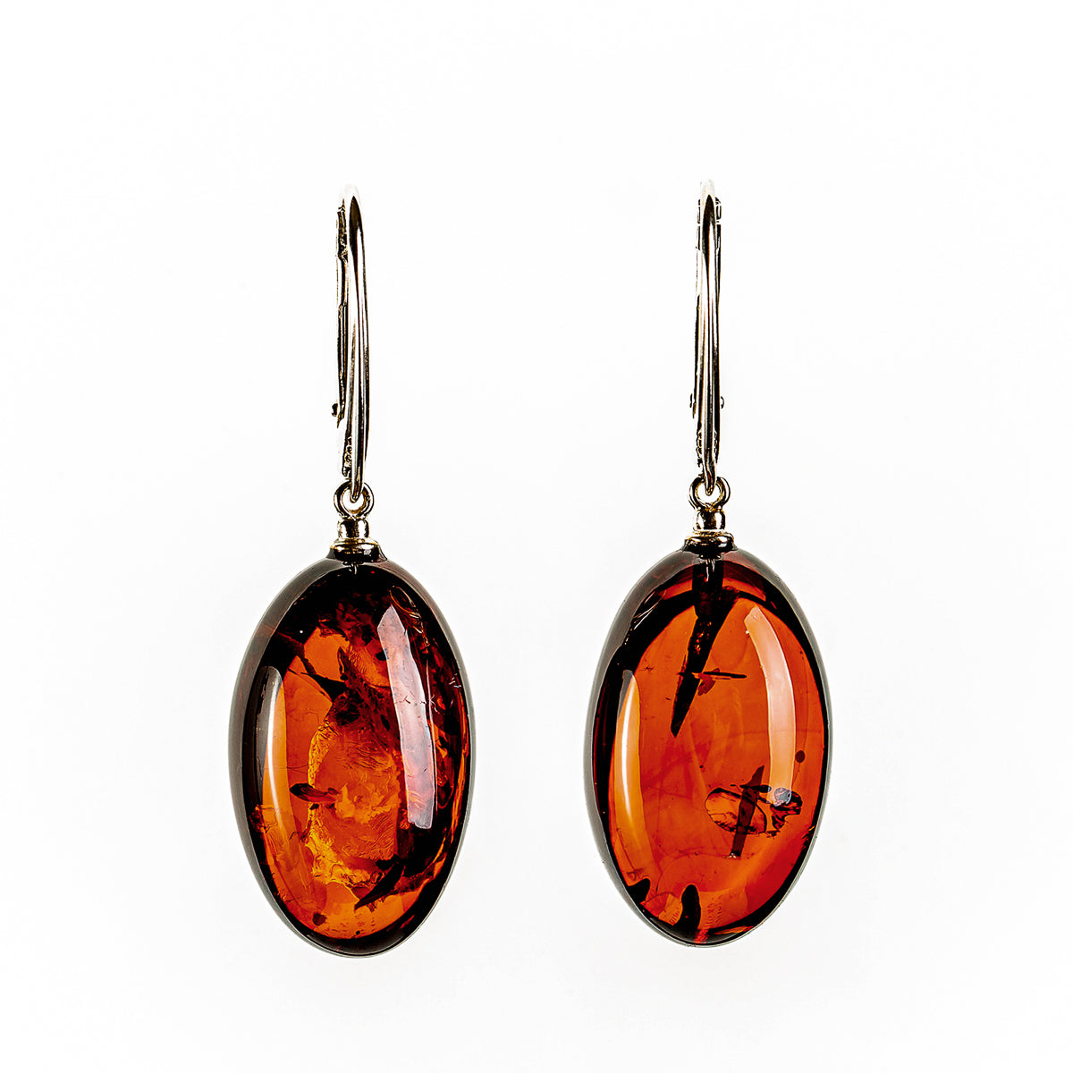 Nordic Amber Earrings - Oval and Honey Golden