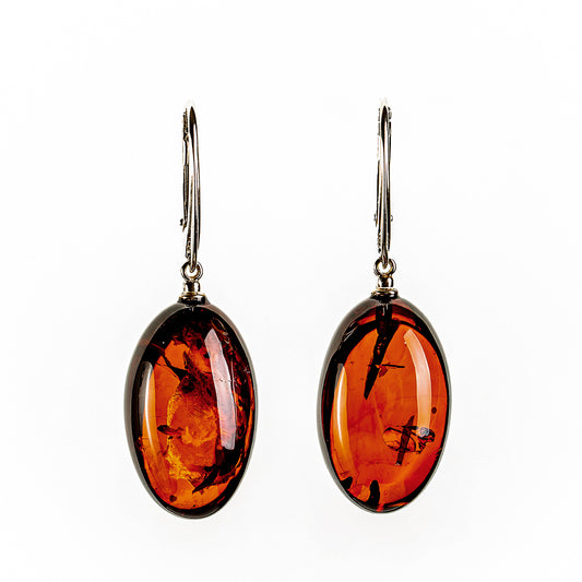 Nordic Amber Earrings - Oval and Honey Golden