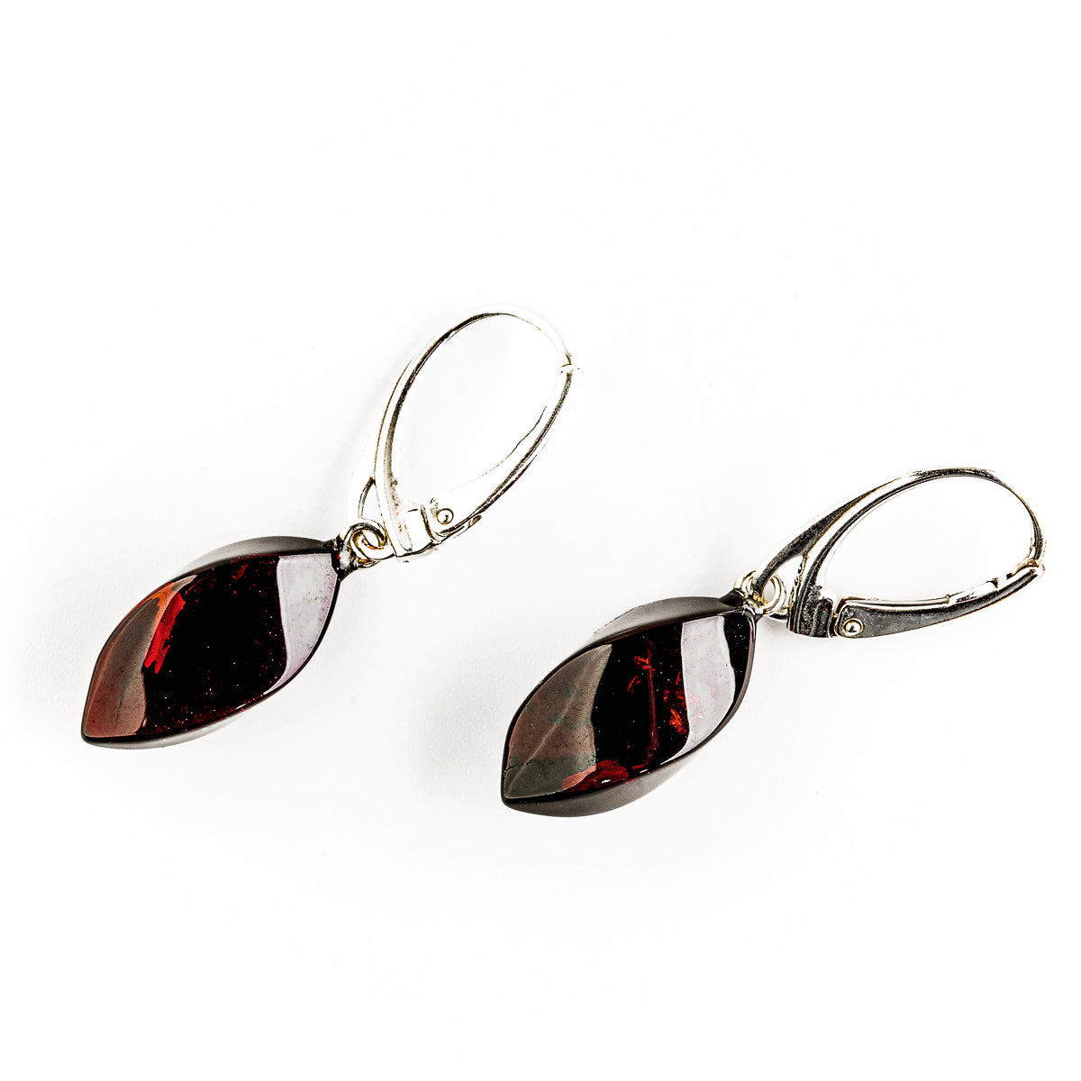 Stylish cherry red amber earrings 