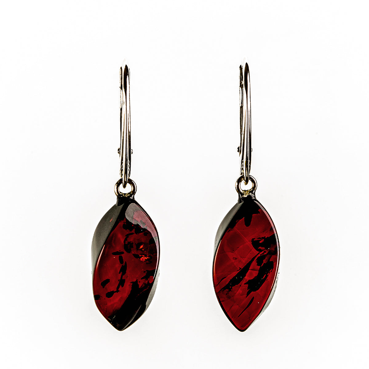 Stylish cherry red amber earrings 