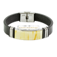 Dieses markante Armband vereint die Robustheit von schwarzem Leder mit der edlen Ausstrahlung von&nbsp;nordischem Bernstein im natürlichem Farbton zwischen Buttermilch und Elfenbein.