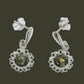 Hängende Ohrstecker - Blumenfassung aus Sterlingsilber mit eingebetteten Bensteinperlen