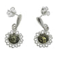 Hängende Ohrstecker - Blumenfassung aus Sterlingsilber mit eingebetteten Bensteinperlen