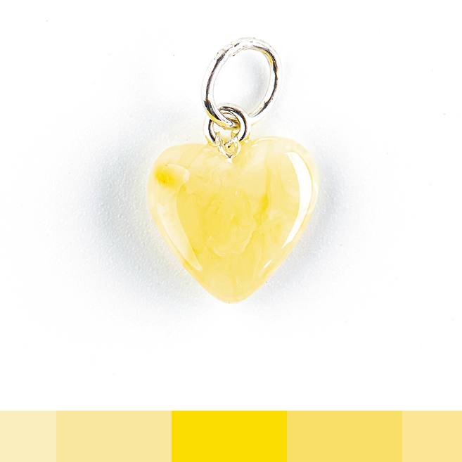 Necklace pendant - heart made of polished amber