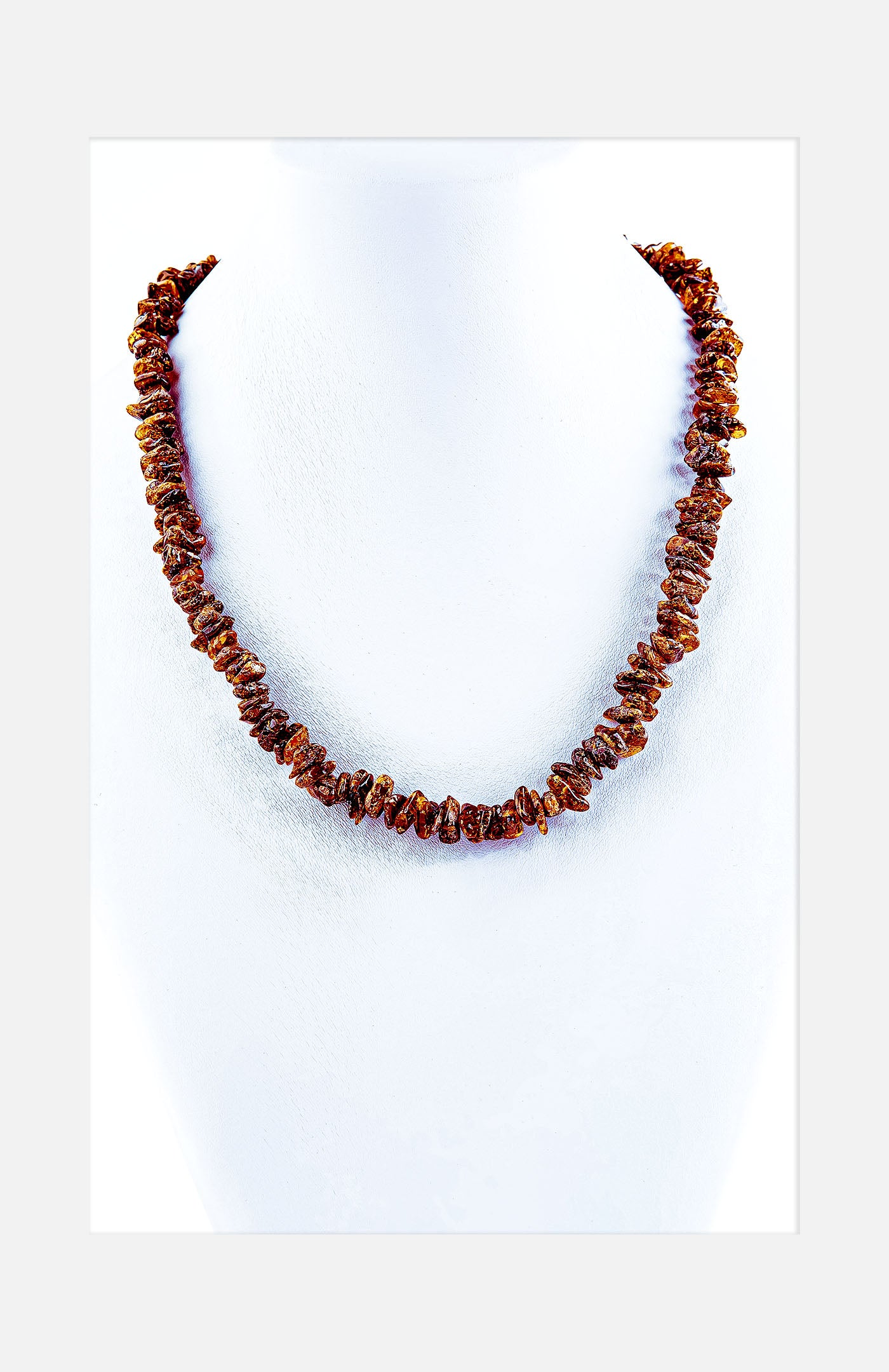 Necklace made of unpolished amber chip beads - from bog amber