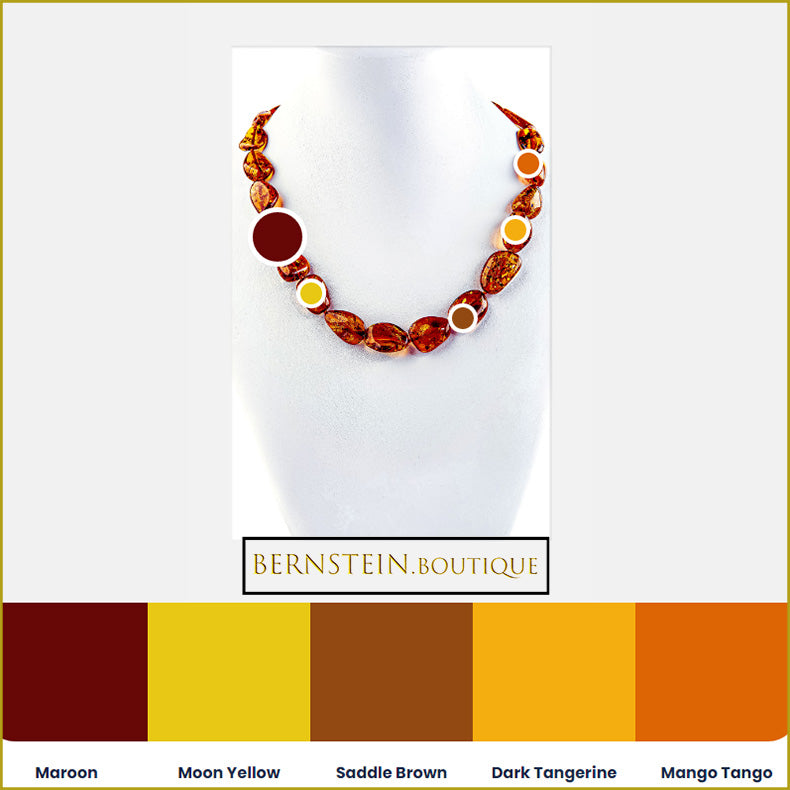 Nordic amber necklace made of bean-shaped amber beads