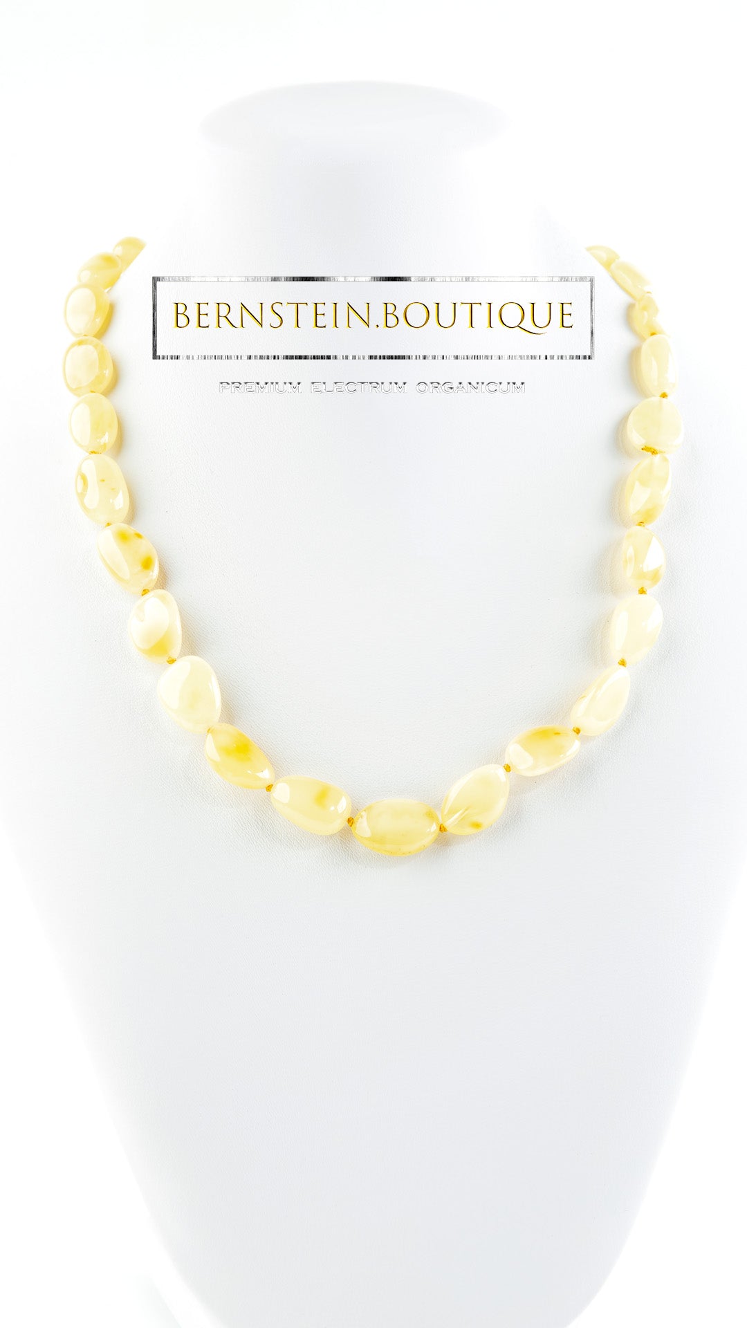 Necklace made of natural Nordic organic amber in bright ivory colors.