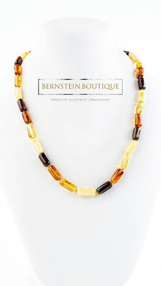 Necklace handcrafted from stylishly polished alloys of pure Nordic natural amber