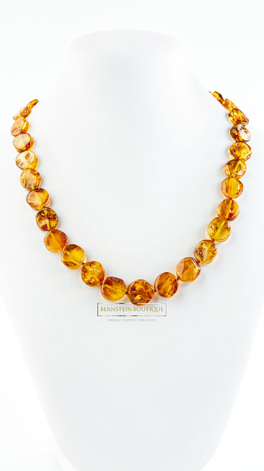 Necklace made of polished amber slices - cut from pure natural amber