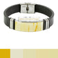 This striking bracelet combines the robustness of black leather with the noble radiance of Nordic amber in a natural shade between buttermilk and ivory