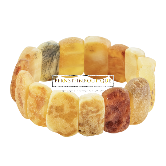 Raw amber chunks on the outside, velvet-polished amber bracelet on the inside. A very special luxury of nature