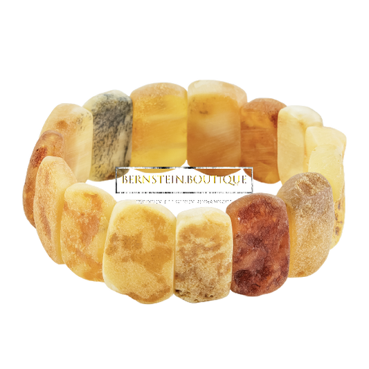 Raw amber chunks on the outside, velvet-polished amber bracelet on the inside. A very special luxury of nature