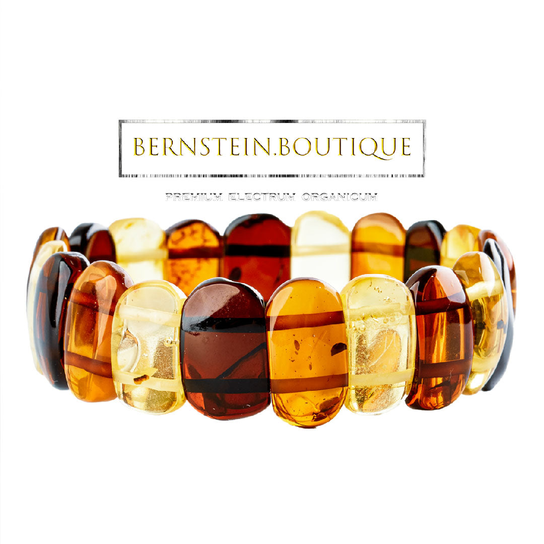 Unisex Amber bracelet made from flat-cut, mirror-polished amber beads