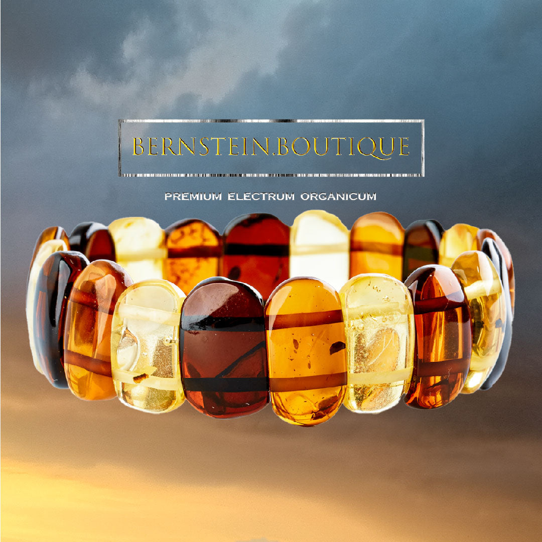 Unisex Amber bracelet made from flat-cut, mirror-polished amber beads