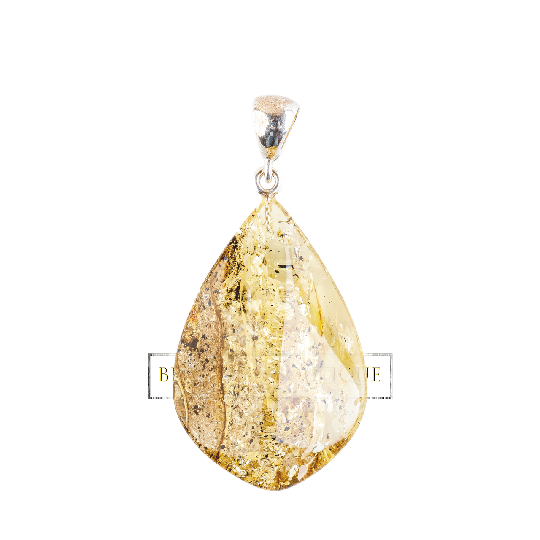 Amber pendant, with natural, slightly greenish tones and slightly mossy inclusions