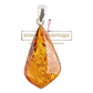 Amber pendant with a slightly cubic teardrop shape