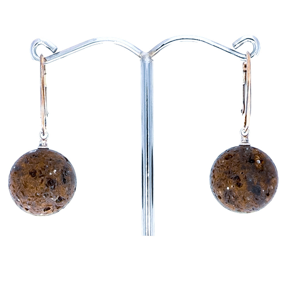 Amber earrings "Ganymede" from bog amber - on sterling silver