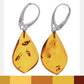 Golden yellow earrings with amber on sterling silver