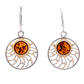 Sunny earrings with a central celestial amber bead set in sterling silver