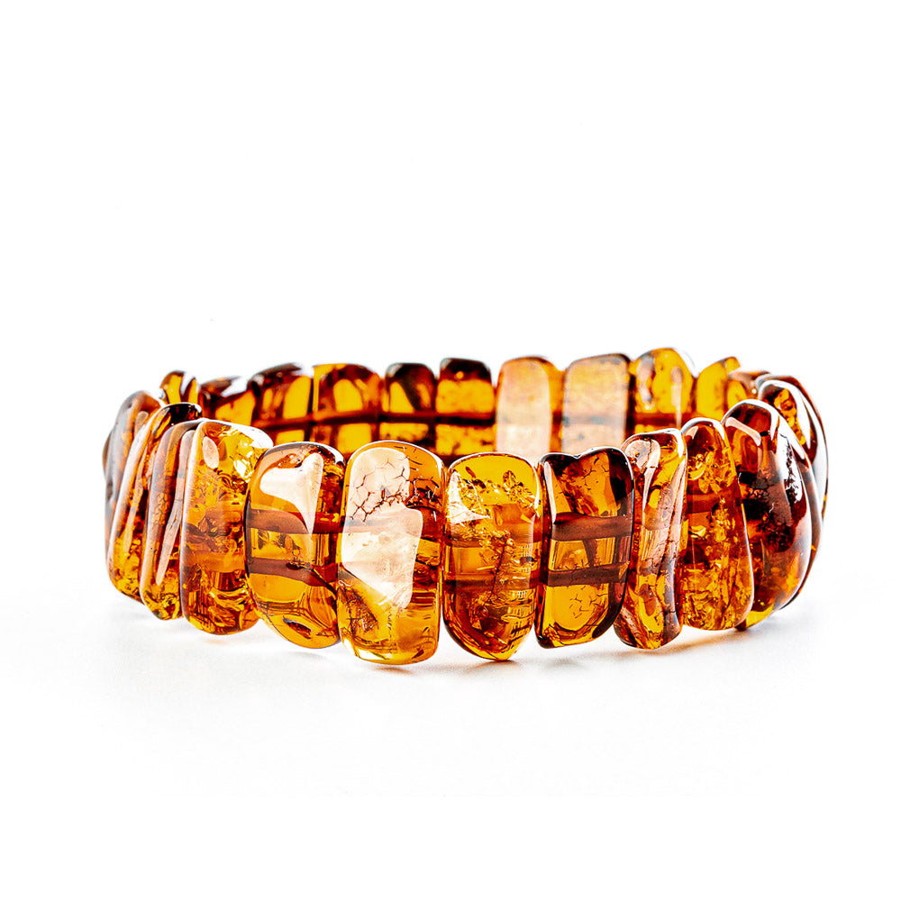 Luxury bracelet made of fine natural amber in the polished Stonehenge noble style