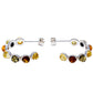 Classic, arch-shaped stud earrings made of sterling silver with seven amber beads each