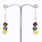 Earrings made of sterling silver .925 with three rectangular designer beads each