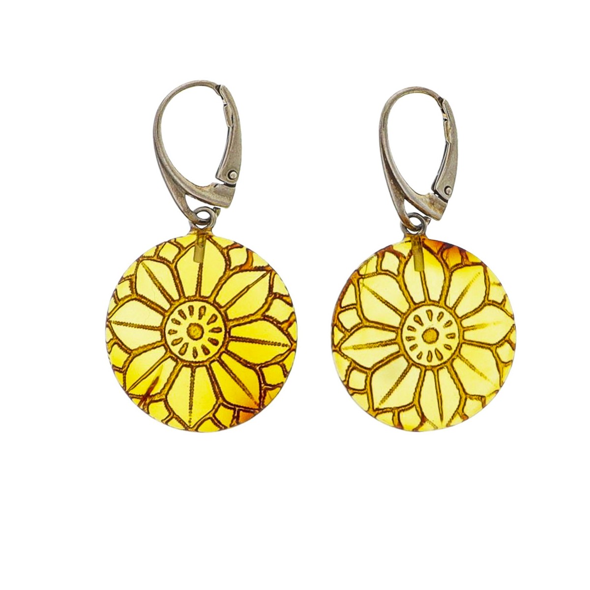 Sunny amber earrings on sterling silver