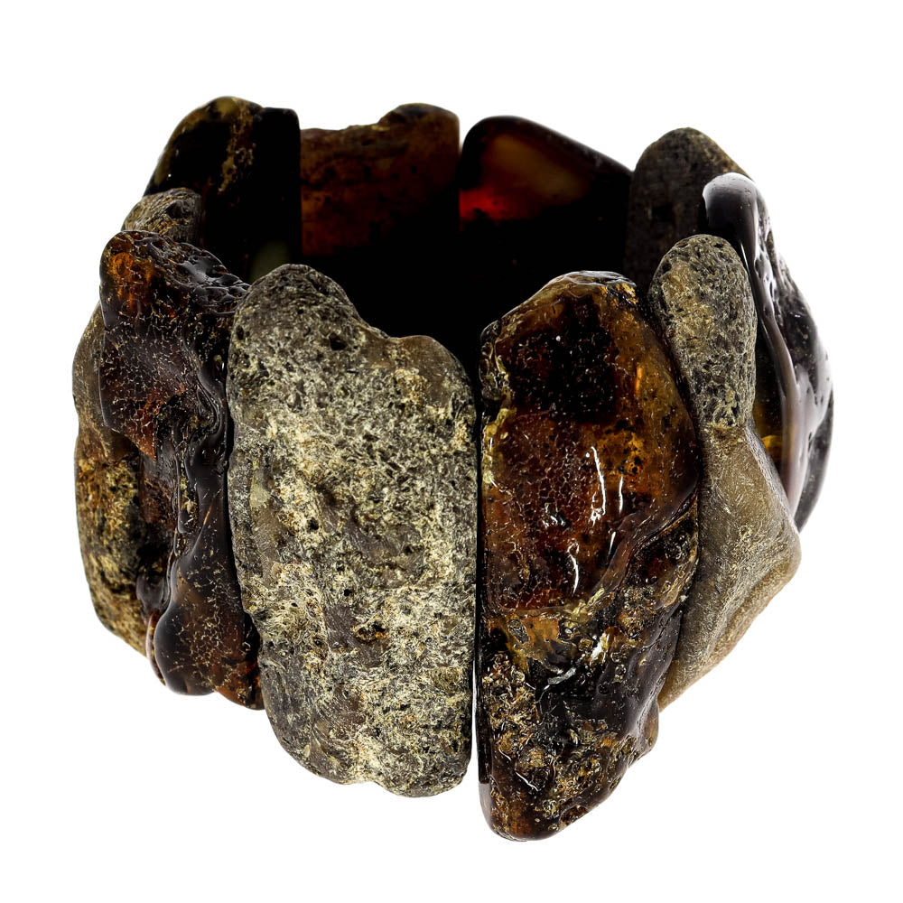 Luxurious chunky statement-bracelet "Transilvania" of premium of amber-chunk beads