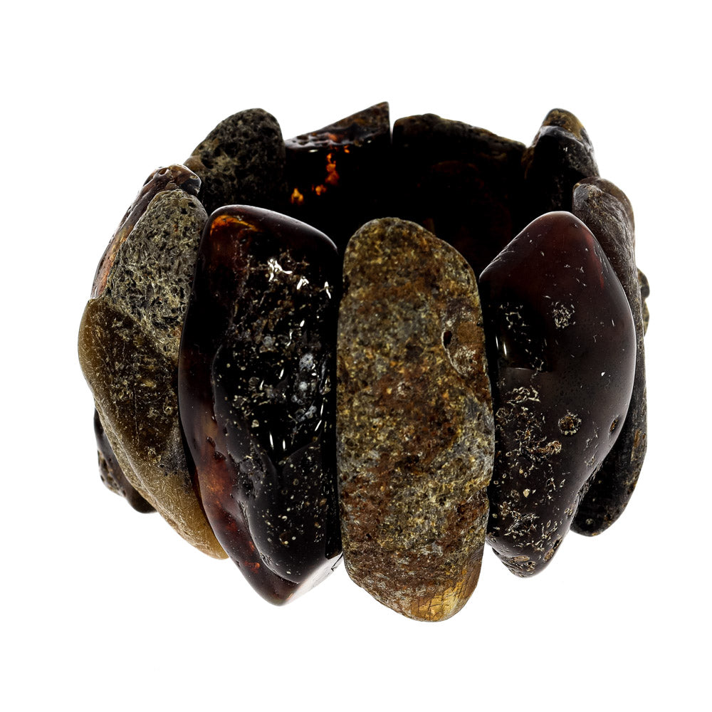 Luxurious chunky statement-bracelet "Transilvania" of premium of amber-chunk beads