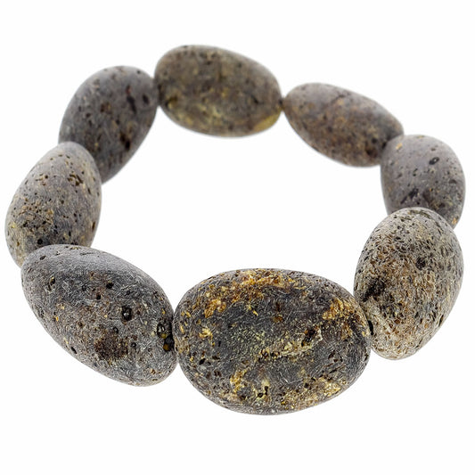 Chunky, elegant bracelet made of fine, rough bog amber