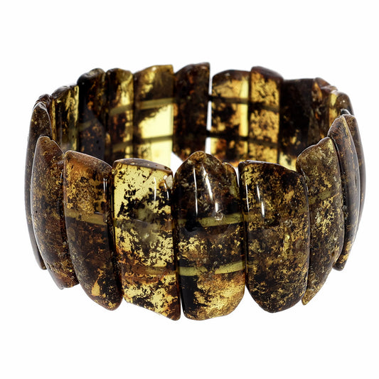 Bracelet made of pure natural amber - With lots of natural inclusions of the flora