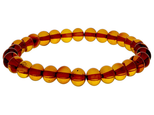 Bracelet made of amber beads - brownish, transparent