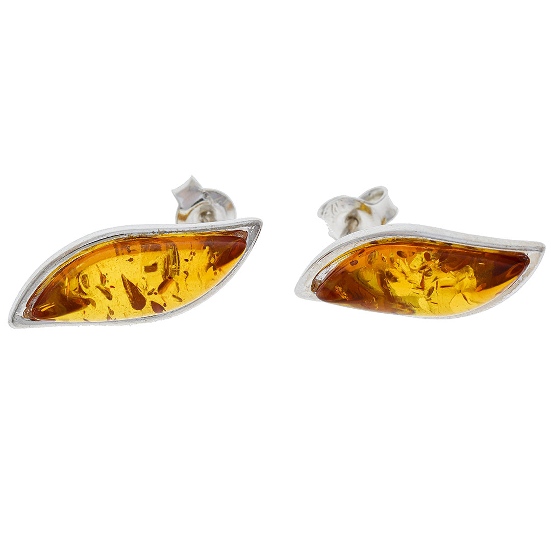 Ear studs made of amber and sterling silver - model no. 98