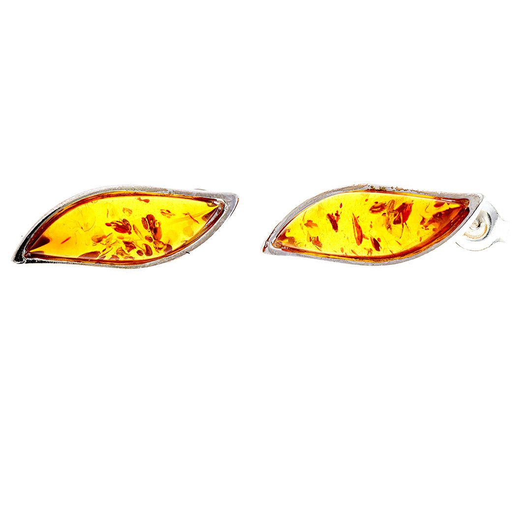 Ear studs made of amber and sterling silver - model no. 98